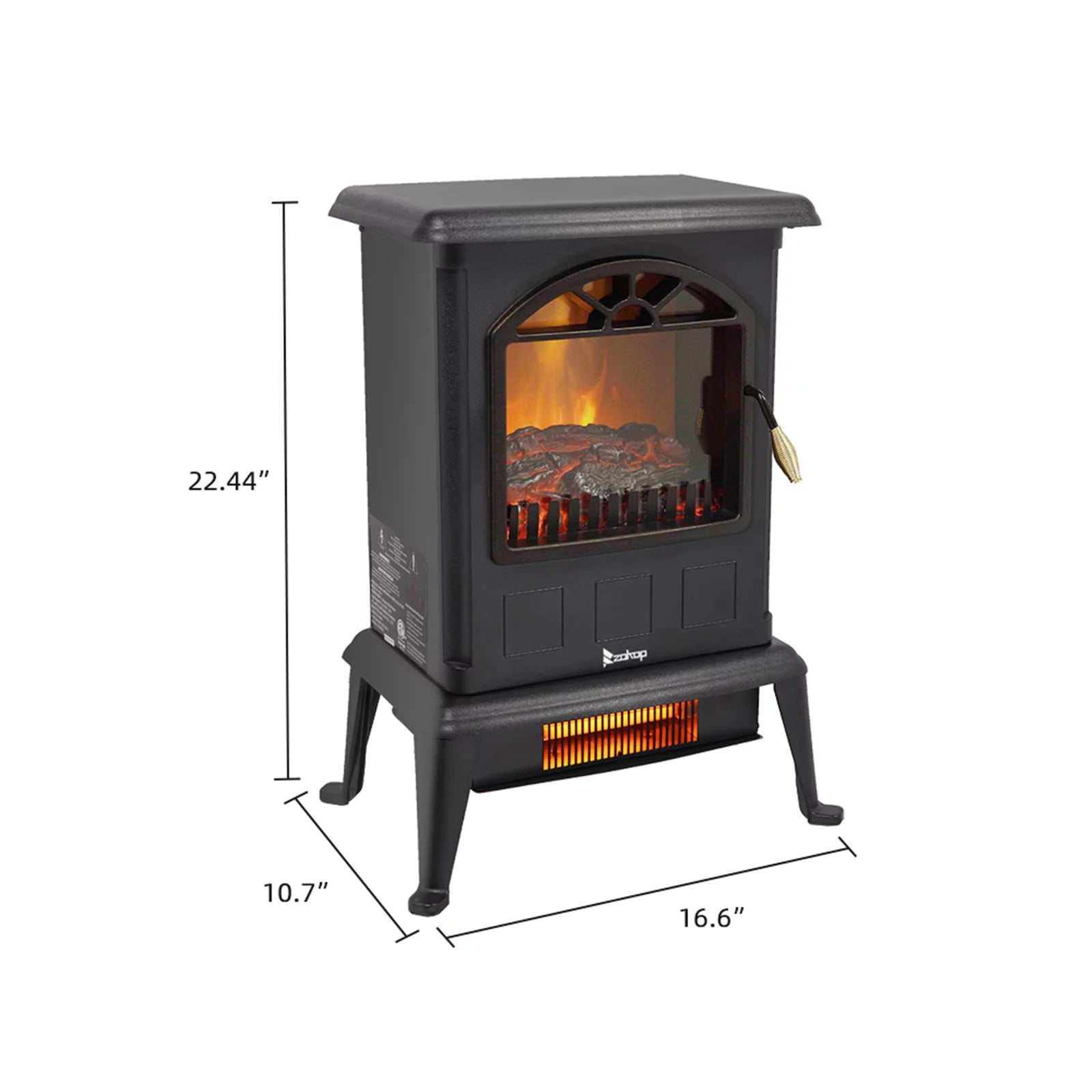 1500W Electric Stove Heater with 3D Flame Effect, Freestanding Indoor Fireplace D3021