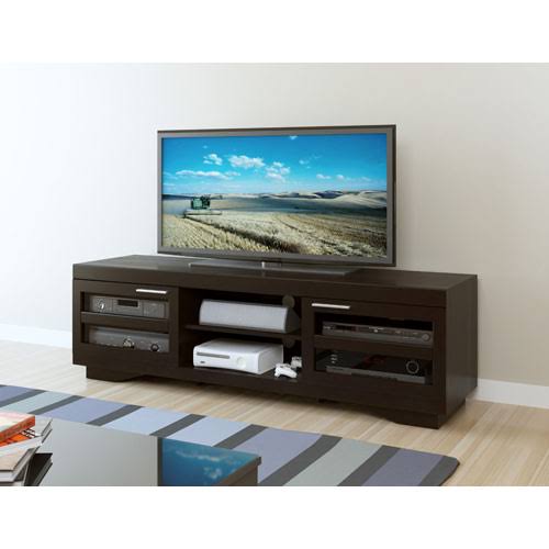 SONAX Granville 66-Inch Wood Veneer TV Bench, Mocha Black X3543