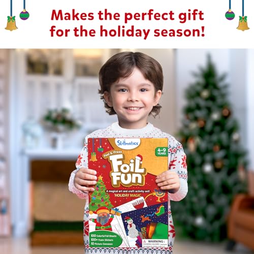 Skillmatics Foil Fun Christmas Ornaments, Mess Free Art Craft Kit for Kids Ages 4-9 S207