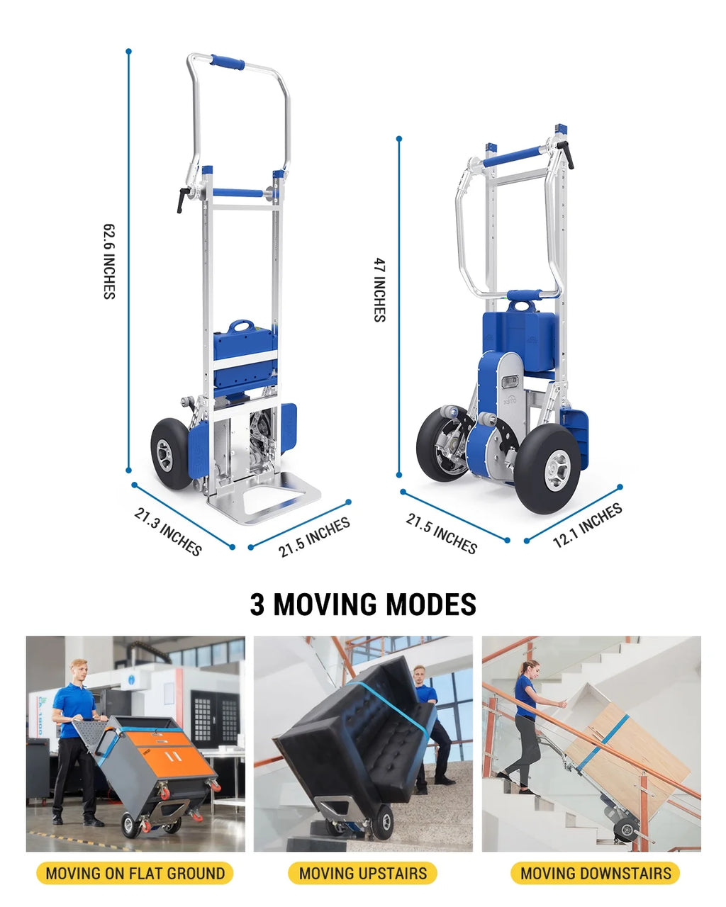 XSTO ZW7170G Electric Stair Climbing Hand Truck Dolly Cart with Auto Edge Brake, 375LBS Capacity Y18524