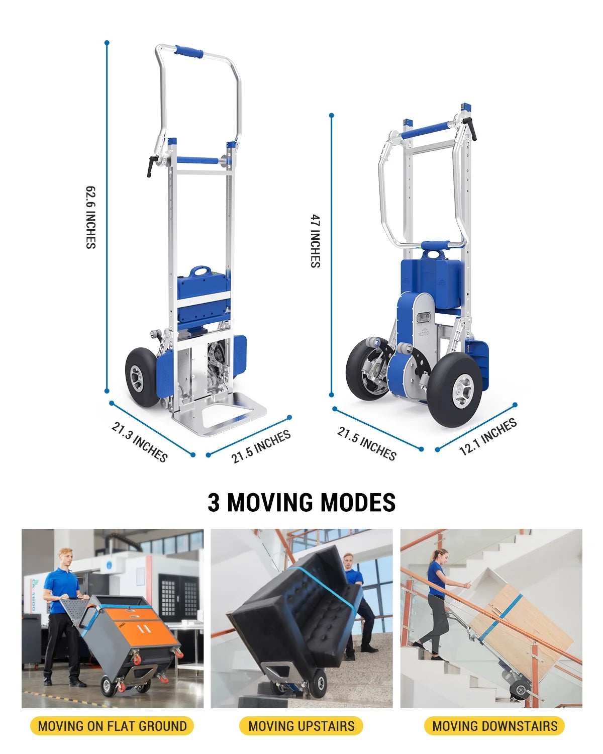 XSTO ZW7170G Electric Stair Climbing Hand Truck Dolly Cart with Auto Edge Brake, 375LBS Capacity Y18524