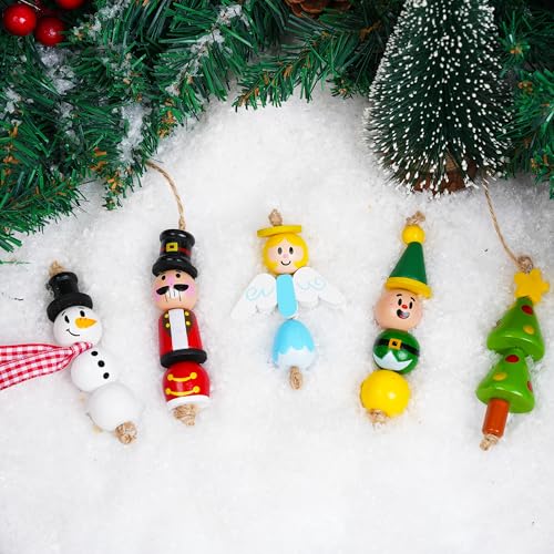 JOYIN 202 Pcs Christmas Wooden Beads Craft Kit, DIY Ornaments for Kids Q47641