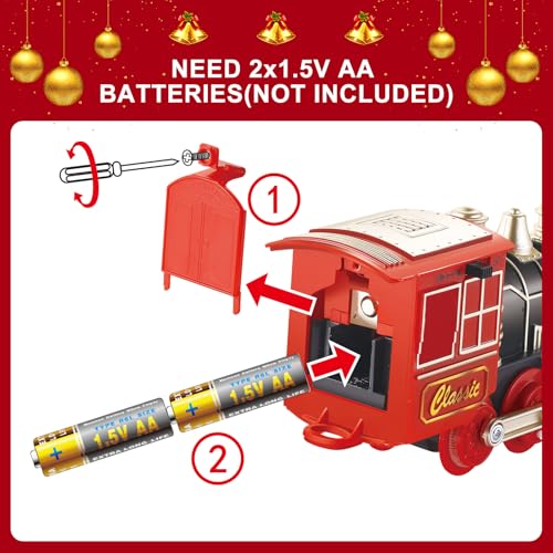 Electric Christmas Train Set with Lights and Sounds for Kids Y77468
