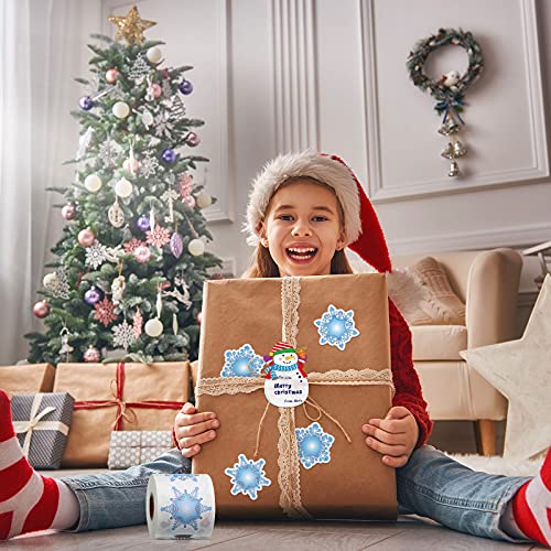 300 Pcs Christmas Snowman Snowflake Roll Stickers for Gift Wrapping E6930