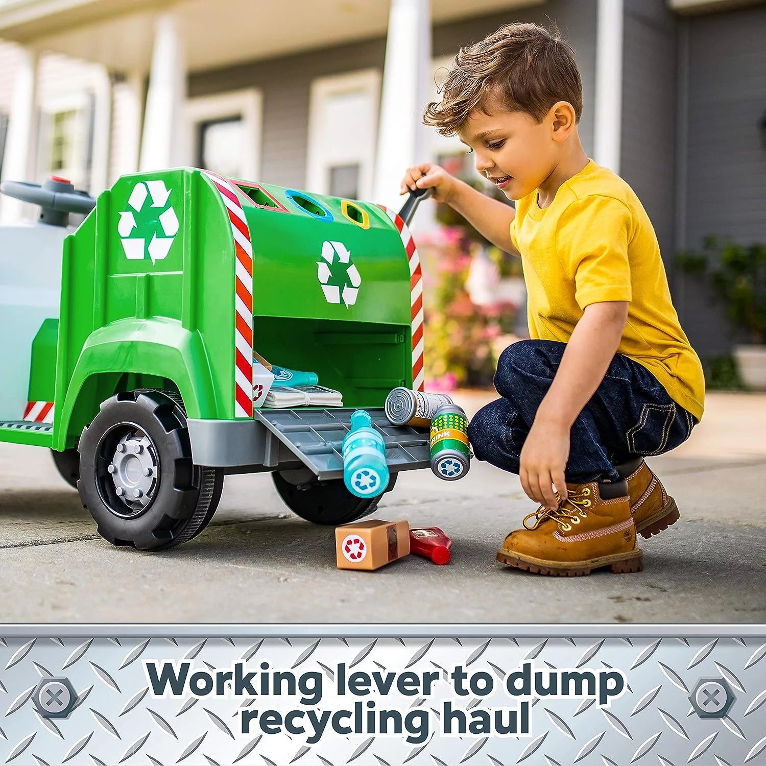 Kid Trax Real Rigs Toddler Recycling Truck Ride On Toy, 6V Battery, Ages 1.5-4 H3342