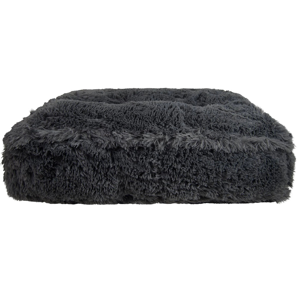 Bessie and Barnie Wolfhound Grey Luxury Shag Faux Fur Rectangle Pet Bed, Large Q694247
