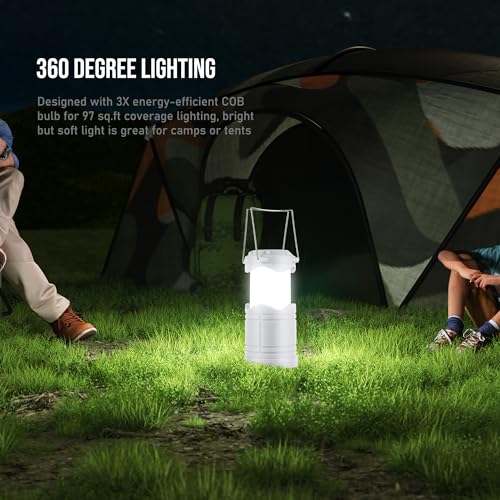 Lichamp LED Camping Lantern 4 Pack, Battery Powered Portable Hanging Light X975