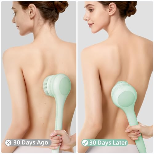 Electric Body Brush Back Scrubber for Shower, Waterproof Dual Handle with 3 Heads X695155