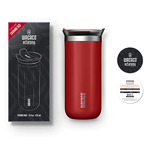 WACACO Octaroma Classico Vacuum Insulated Coffee Mug, Double-wall Stainless Steel, 6 fl oz, Carmine Red Z33030
