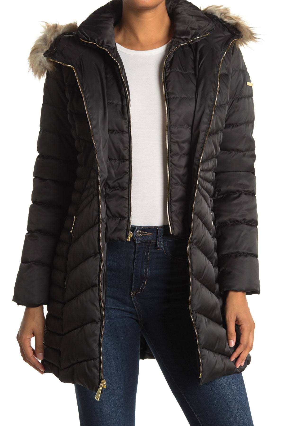 Laundry by Shelli Segal Faux-Fur-Trim Hooded Puffer Coat - Black O4098