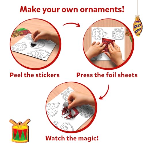 Skillmatics Foil Fun Christmas Ornaments, Mess Free Art Craft Kit for Kids Ages 4-9 S207