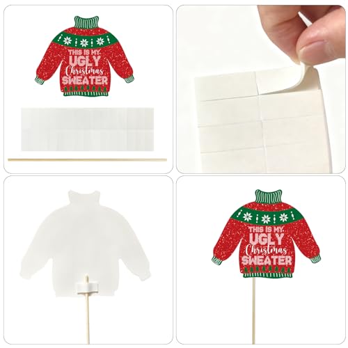 Glitter Christmas Photo Booth Props Set, 30pcs Party Decorations K327