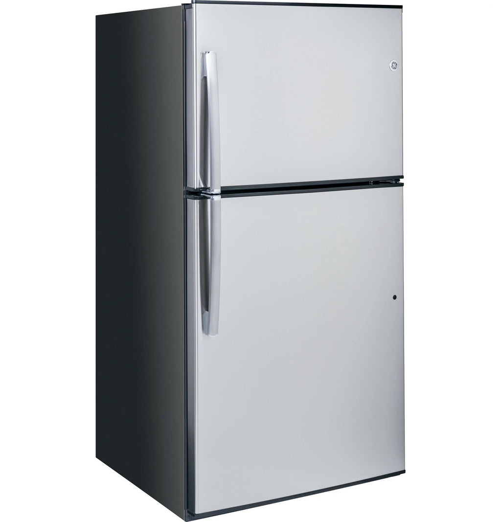 GE Appliances 33 Inch Freestanding Top Freezer Refrigerator Stainless Steel D980