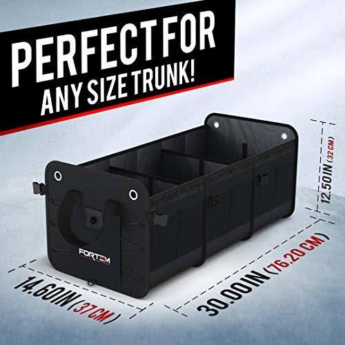 Fortem Car Trunk Organizer, Foldable, Waterproof, 3 Compartments, Black G9953