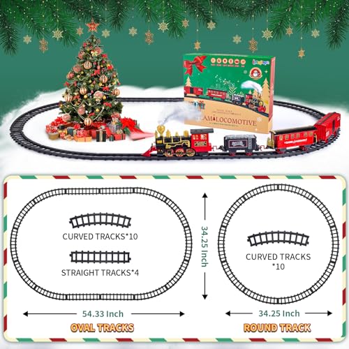 Letapapa Train Set with Steam Locomotive, Tracks, Lights & Sound for Kids A3170