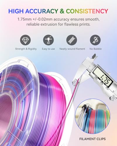 JAYO 3D Printer Filament Bundle, PLA Silk Multicolor 1.75mm, 8 Rolls 2kg G112230