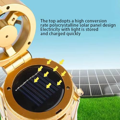 5-in-1 Portable LED Camping Lantern with Fan, Solar/USB Rechargeable, Phone Charger X217882