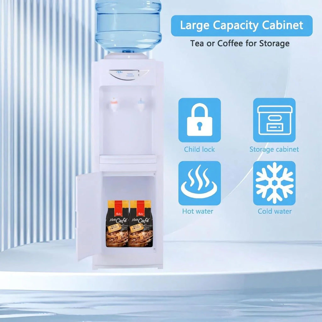 LUVCMFT Water Cooler Dispenser for 5 Gallon Bottle, Hot and Cold, White B673062
