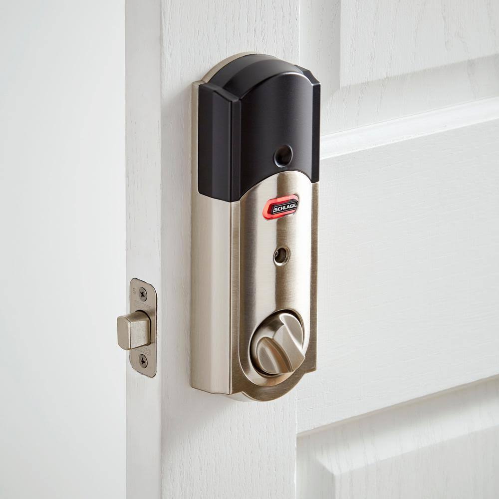 Schlage Connect Camelot Satin Nickel Touchscreen Deadbolt with Alarm G9978