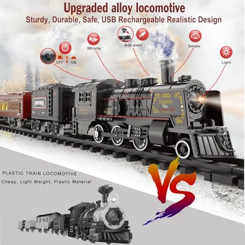 Electric Train Set for Kids with Steam Locomotive, Light & Sounds S601002
