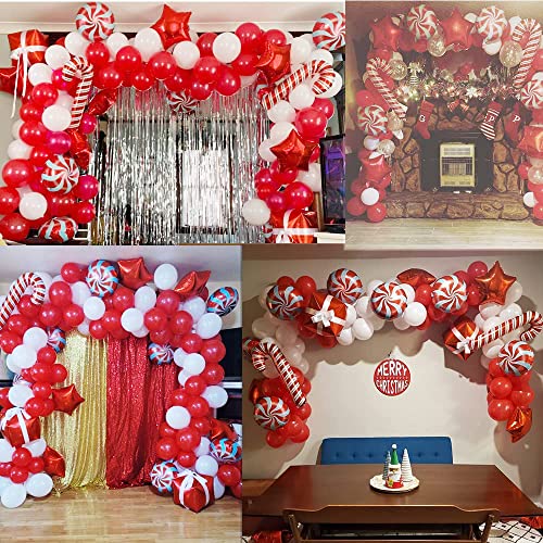 Bonropin Christmas Balloon Garland Arch Kit with Red White Candy Gift Box Star Balloons T858296