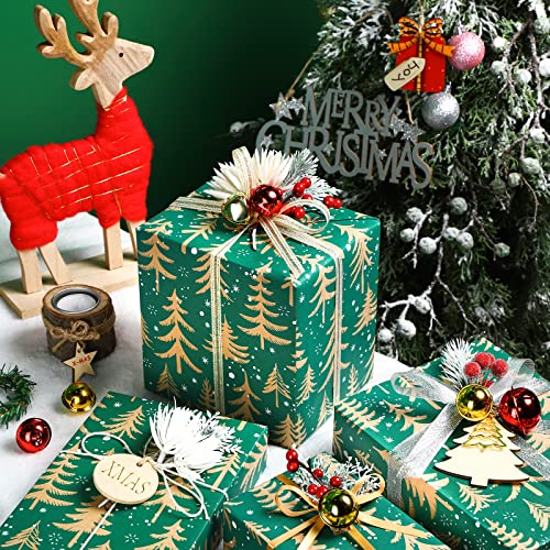 RUSPEPA Christmas Wrapping Paper Jumbo Roll Kraft Paper, Christmas Tree Design, 30 in x 100 ft U53088