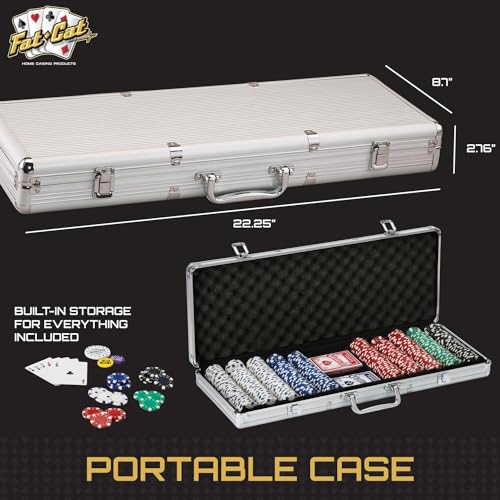 Fat Cat 11.5 Gram Claytec Poker Chip Set with Aluminum Case, 500 Chips X827