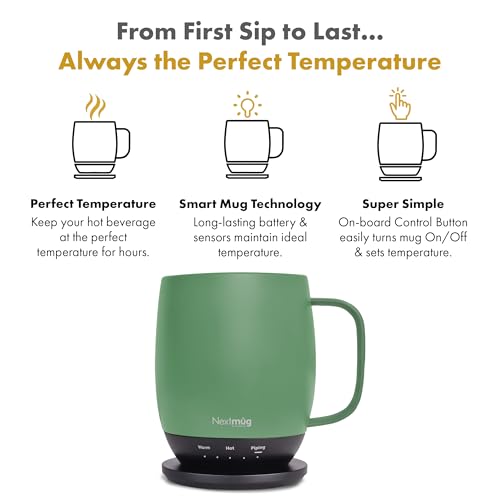 Nextmug Self-Heating Coffee Mug, 14 oz, Burgundy W7807