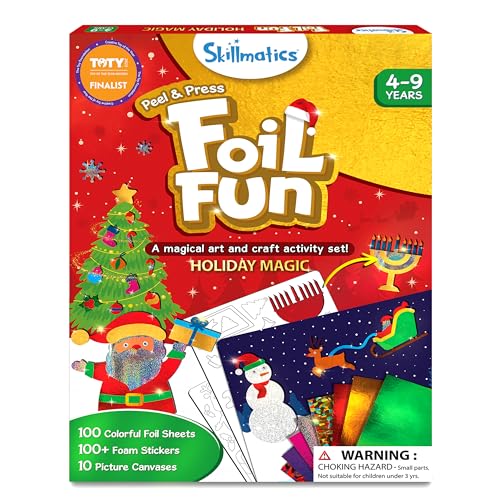 Skillmatics Foil Fun Christmas Ornaments, Mess Free Art Craft Kit for Kids Ages 4-9 S207