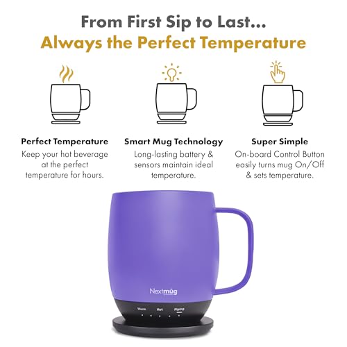 Nextmug Self-Heating Coffee Mug, 14 oz, Burgundy W7807
