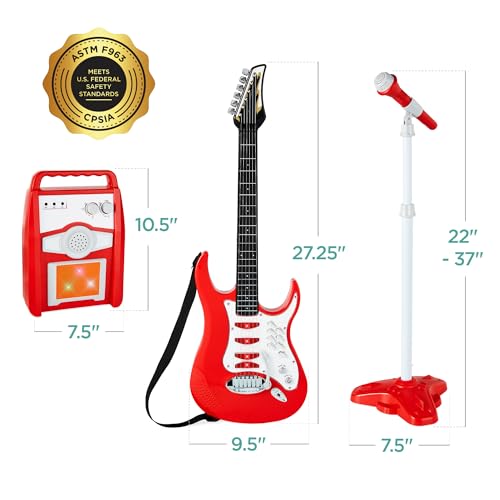 Kids Electric Musical Guitar Play Set Toy Starter Kit with Microphone and Amp - Blue B982
