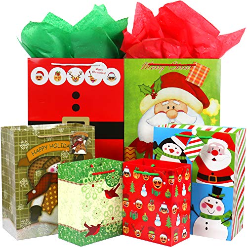 FZOPO Christmas Gift Bags Bulk Set with Handles Assorted Sizes W231