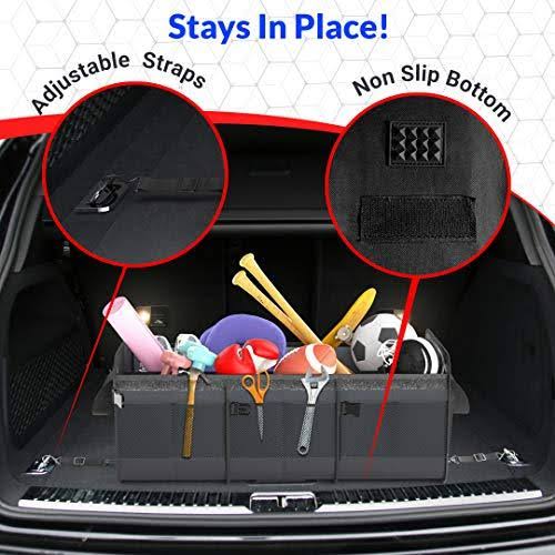 Fortem Car Trunk Organizer, Foldable, Waterproof, 3 Compartments, Black G9953