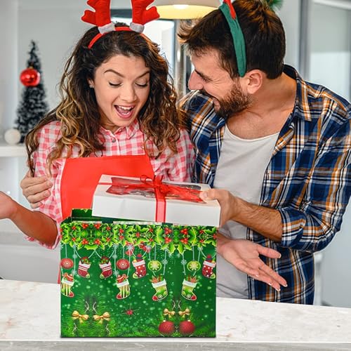 24 Pack Christmas Gift Bags Assorted Sizes with Handle, Non-Woven Reusable Tote I711017