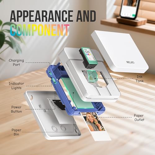 Nelko PP01 Portable Mini Photo Printer for iOS & Android, White Z15552