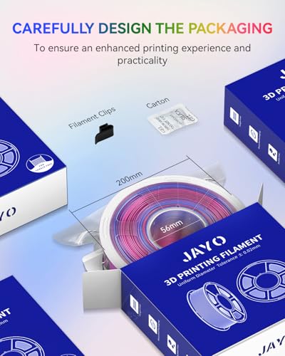 JAYO 3D Printer Filament Bundle, PLA Silk Multicolor 1.75mm, 8 Rolls 2kg G112230