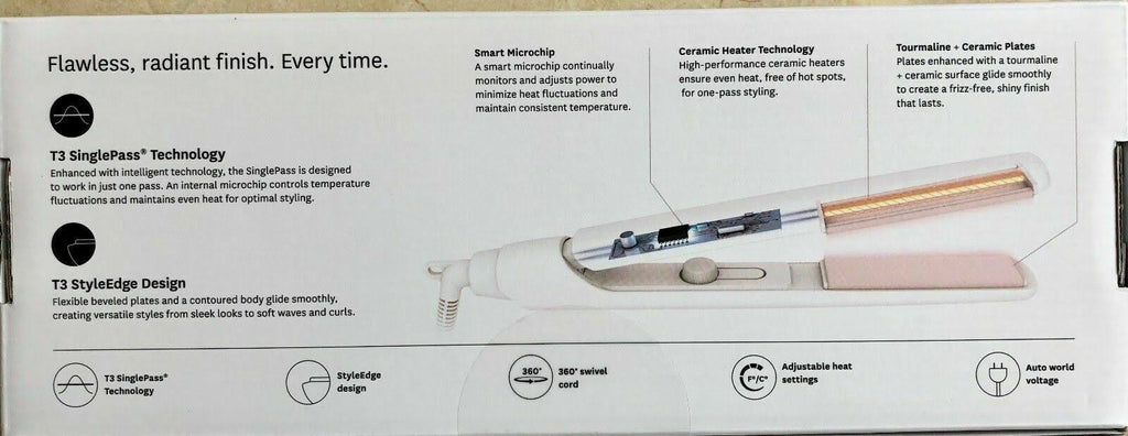 T3 SinglePass 1x22 Straightening Iron - White Q720514