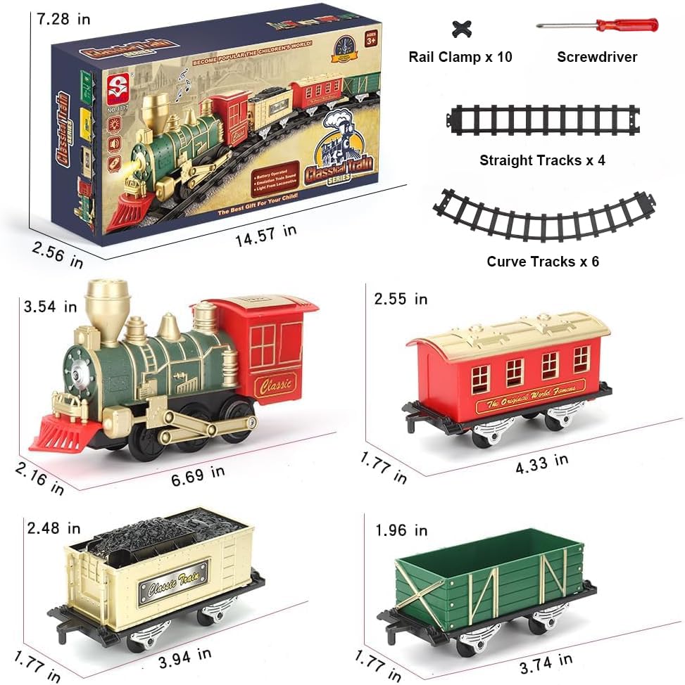 Electric Christmas Train Set with Lights and Sounds for Kids Y77468
