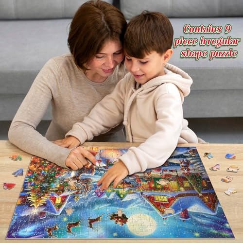 500 Piece Christmas Jigsaw Puzzle Santa's Secret Village Irregular Shape V19686