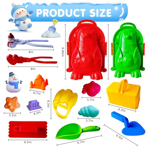 IELEK Winter Snowball Tool Kit for Kids with Handle, Duck Snowball Maker, Animal Sand Molds U163