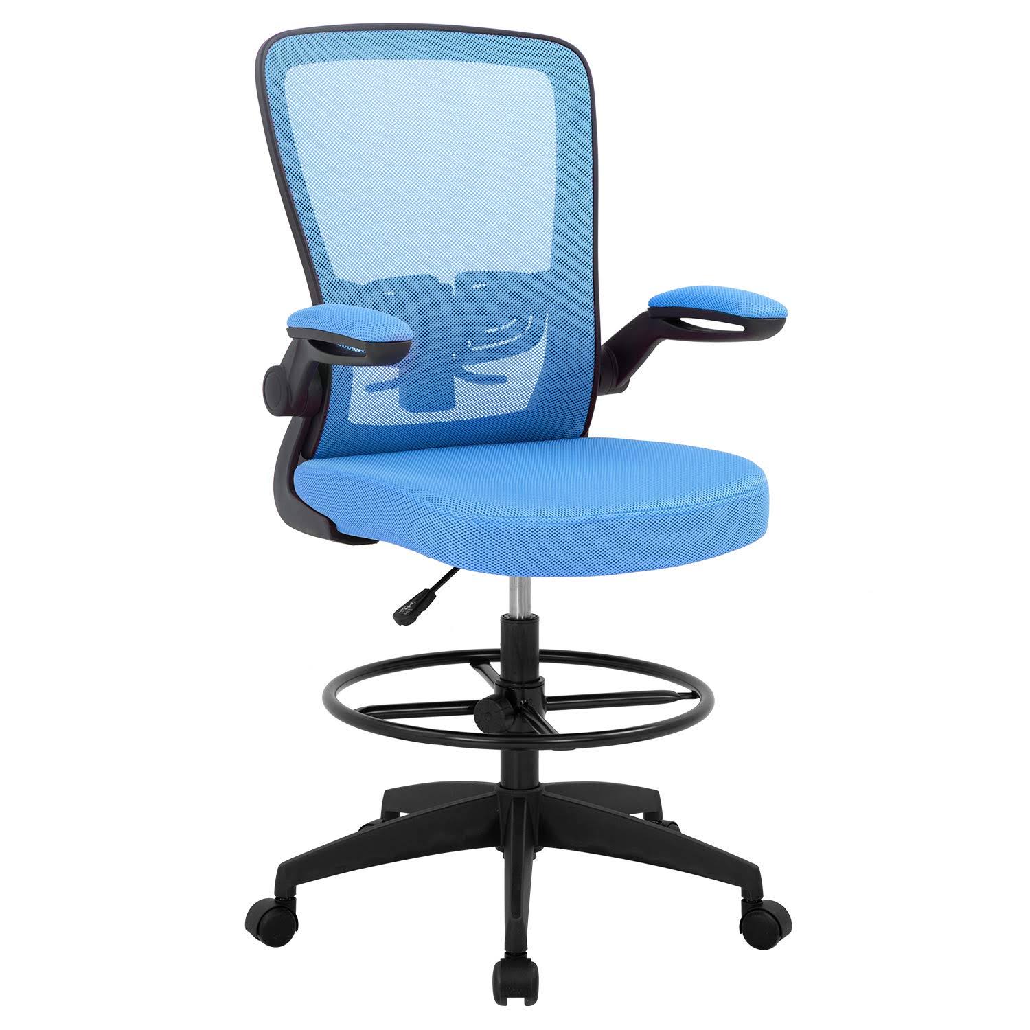 Drafting Chair Tall Office Chair Adjustable Height with Lumbar Support Arms Footrest Mid Back Standing Desk Chair Swivel Rolling