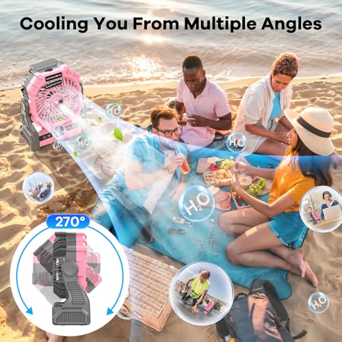 Portable Misting Fan with RGB Lantern, 30000 mAh Rechargeable Camping Fan I36923