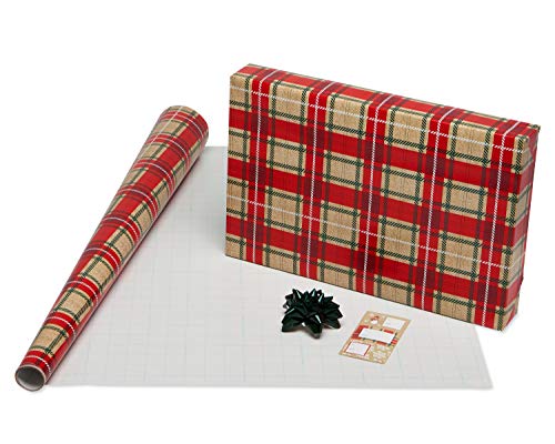 American Greetings Christmas Wrapping Paper Set, Red and Tan Brown, 120 sq ft, 4 Rolls R967653