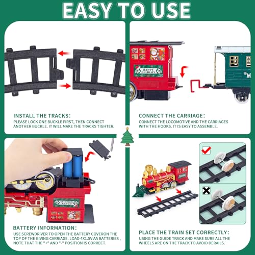 Kids Train Set with Steam Locomotive, Sounds & Lights for Boys Girls Ages 3-8 N4969