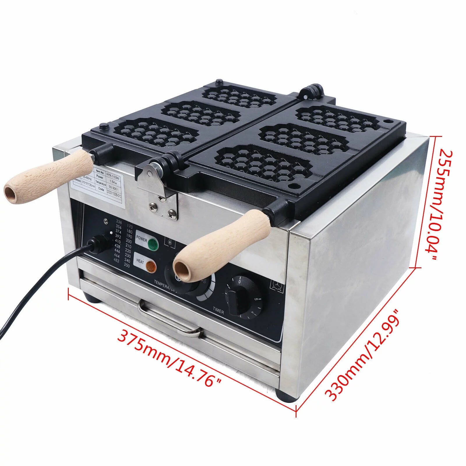 Electric Stick Waffle Iron Commercial Nonstick Double Heating Belgian Waffle Maker 110V B362771