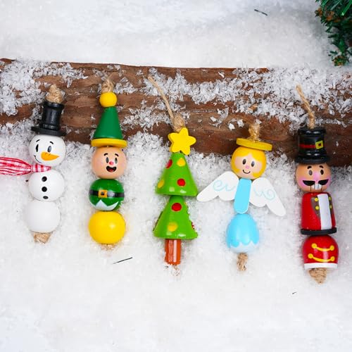 JOYIN 202 Pcs Christmas Wooden Beads Craft Kit, DIY Ornaments for Kids Q47641