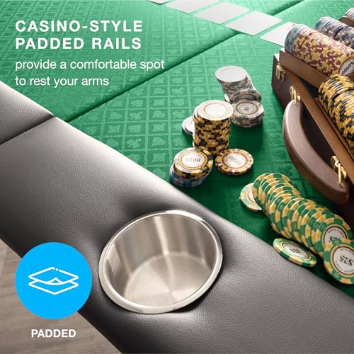 Brybelly 10-Person Foldable Poker Table with Suited Speed Cloth and Stainless Steel Cupholders K1626