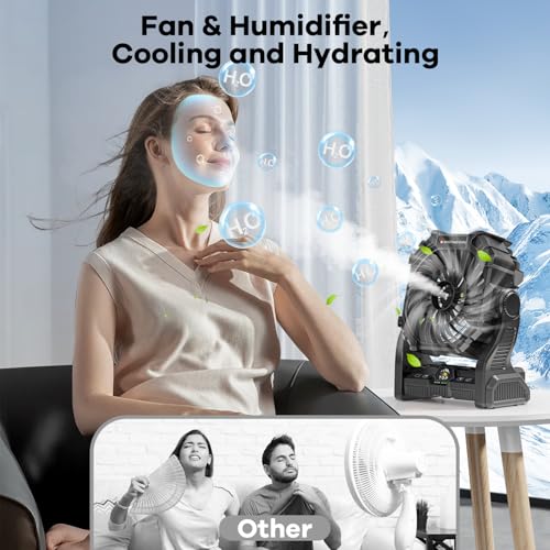 Portable Misting Fan with RGB Lantern, 30000 mAh Rechargeable Camping Fan I36923
