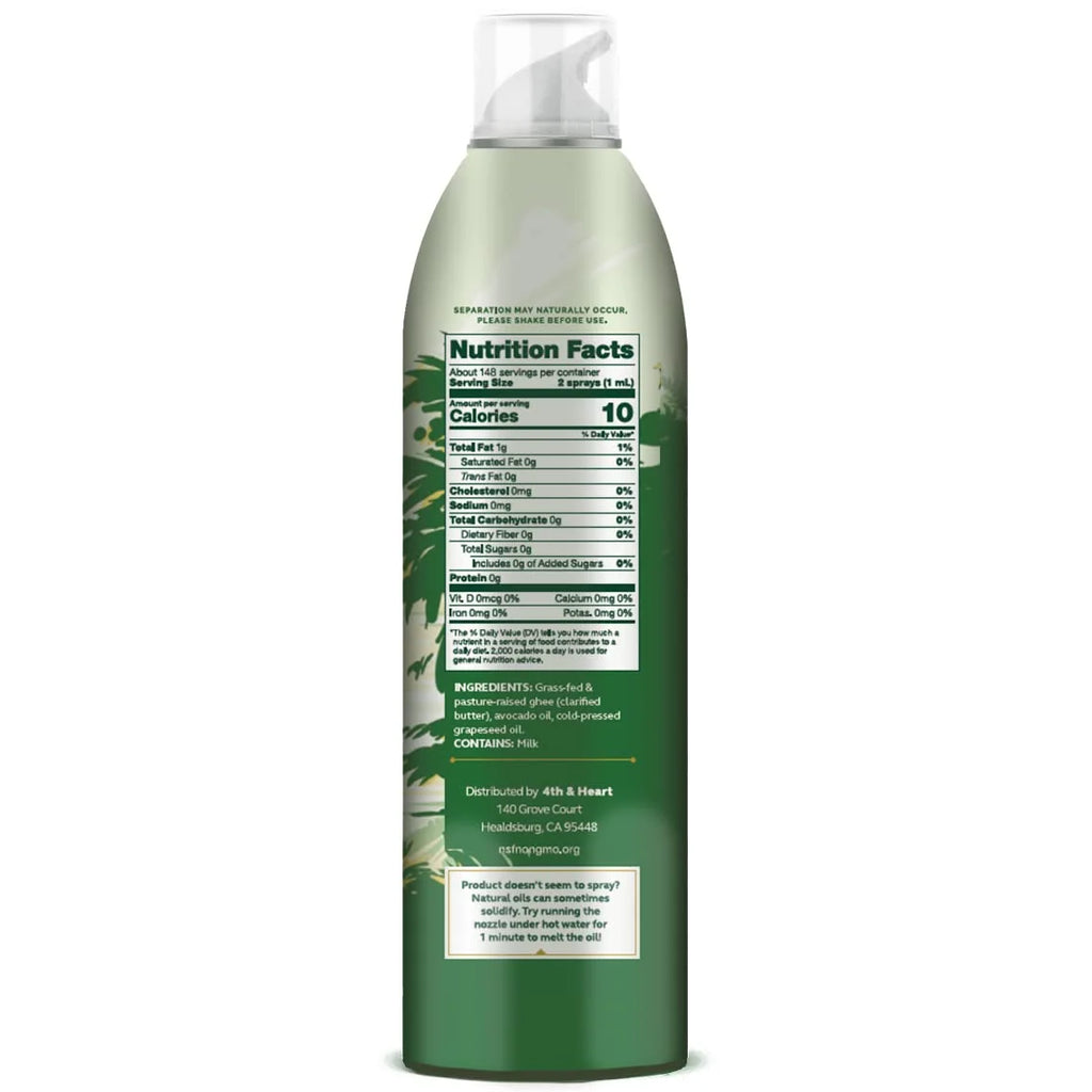 4th & Heart Original Ghee Oil Cooking Spray, 5 oz, Non-Stick High Heat Blend, Keto Z408723