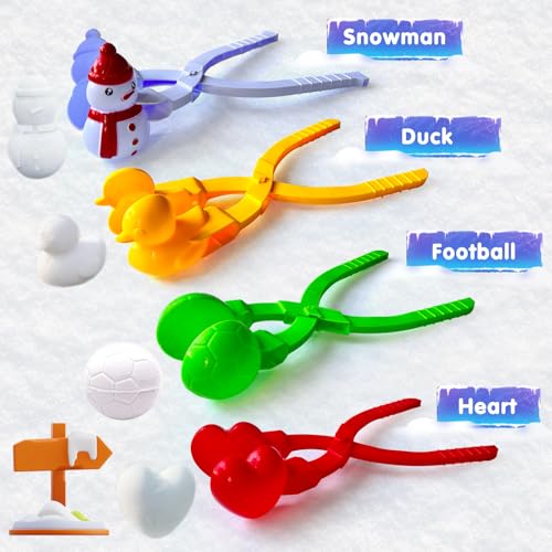 IELEK Winter Snowball Tool Kit for Kids with Handle, Duck Snowball Maker, Animal Sand Molds U163